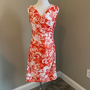 Joseph Ribkoff dress;  size 10;  coral /white.